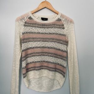 🌟 Pink, Grey & White Striped Light Sweater 🌟
